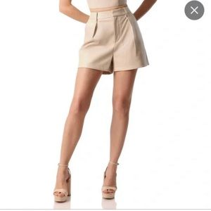 7 for All Mankind beige leather shorts size small NEW NWT